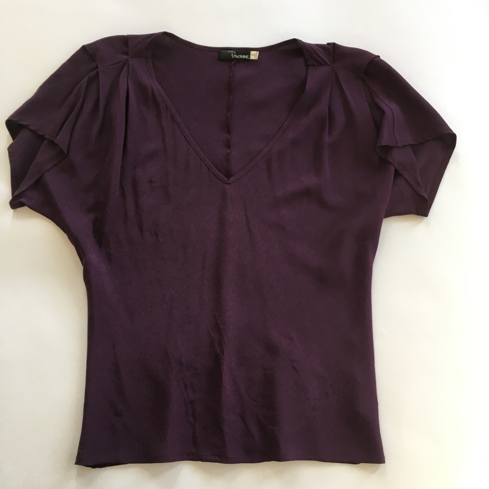 Pavonine Plum S/S Blouse, Size Small